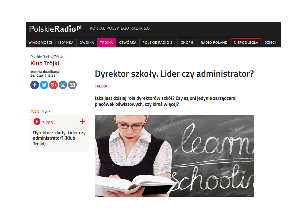 Polskie Radio, Klub Trójki: Dyrektor szkoły. Lider czy administrator?