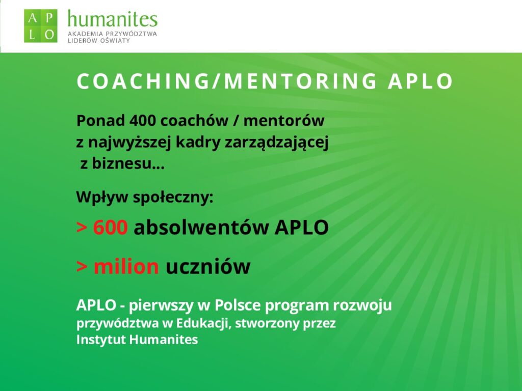 Coaching/Mentoring APLO - spotkania z najwyższą kadrą biznesu